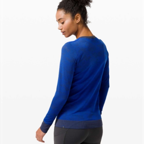 Lululemon Swiftly Breathe Long Sleeve Tee Vented Camo Graphite Cerulean Blue - Picture 2 of 8